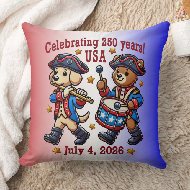 USA 250th Anniversary Souvenir - Patriotic  Throw Pillow (Blanket)