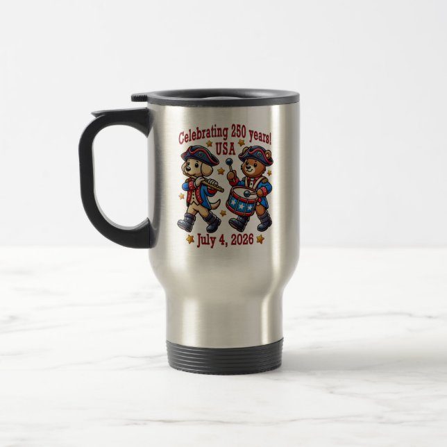 USA 250th Anniversary Souvenir - Patriotic  Travel Mug (Left)