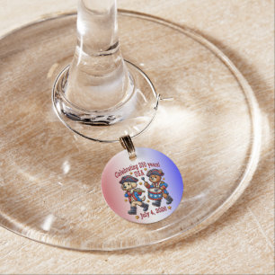 USA 250th Anniversary Souvenir - Patriotic Wine Charm