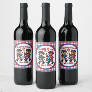 USA 250th Anniversary Souvenir - Patriotic  Wine Label