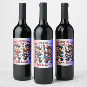 USA 250th Anniversary Souvenir - Patriotic Wine Label