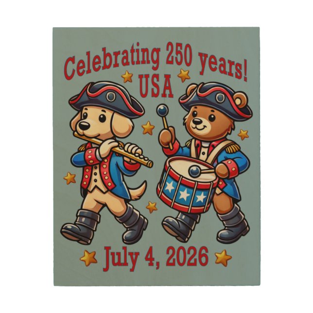 USA 250th Anniversary Souvenir - Patriotic  Wood Wall Art (Front)