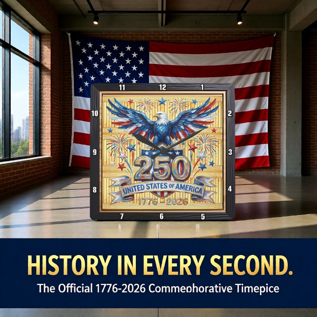 USA 250th Anniversary Starburst Eagle Square Wall Clock (Creator Uploaded)