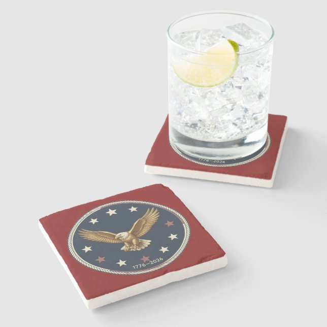 USA 250th Anniversay Marble Stone Coaster (Side)