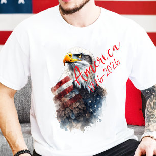 usa 250th Bald Eagle & American Flag Watercolor T-Shirt