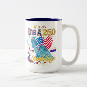 USA 250th Birthday 4th of July 1776-2026 (R) Two-Tone Coffee Mug
