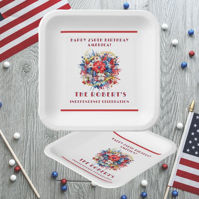 USA 250th Birthday America's Celebration Paper Plates (Creator Uploaded)