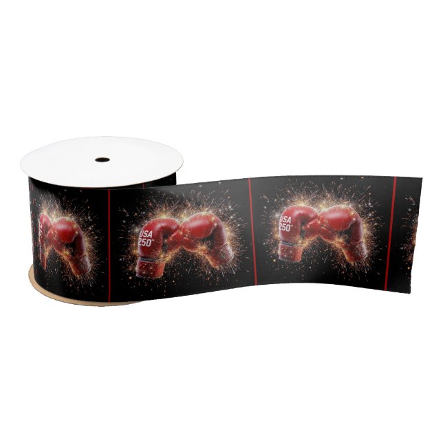 USA 250th Birthday Celebration Boxing Gloves Satin Ribbon (Spool)