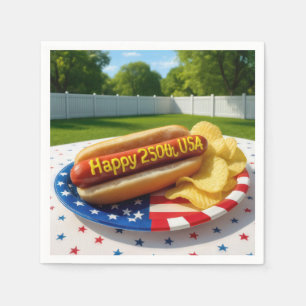 USA 250th Birthday Hot Dog Napkins
