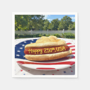 USA 250th Birthday Hot Dog Napkins