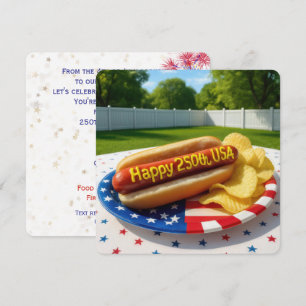 USA 250th Birthday Party Hot Dog Invitation