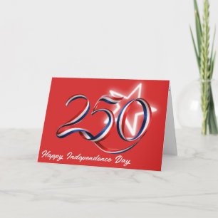 USA 250th Birthday Ribbon and Star Card