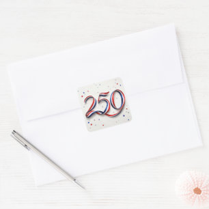 USA 250th Birthday Ribbon and Stars Square Sticker