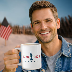 USA 250th Liberty 1776 2026 Patriotic Jumbo Giant Coffee Mug