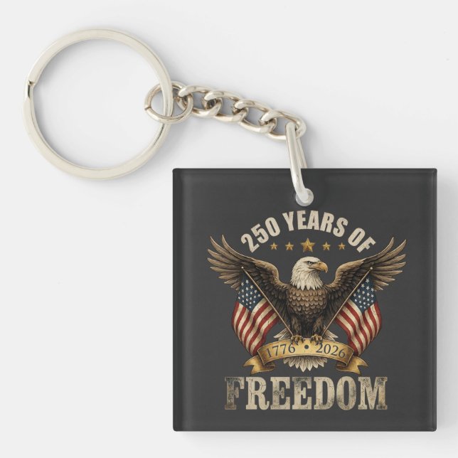 USA 250th Years of Freedom Bald Eagle Keychain (Front)