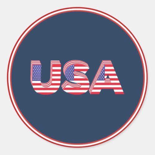 USA 3D design Classic Round Sticker