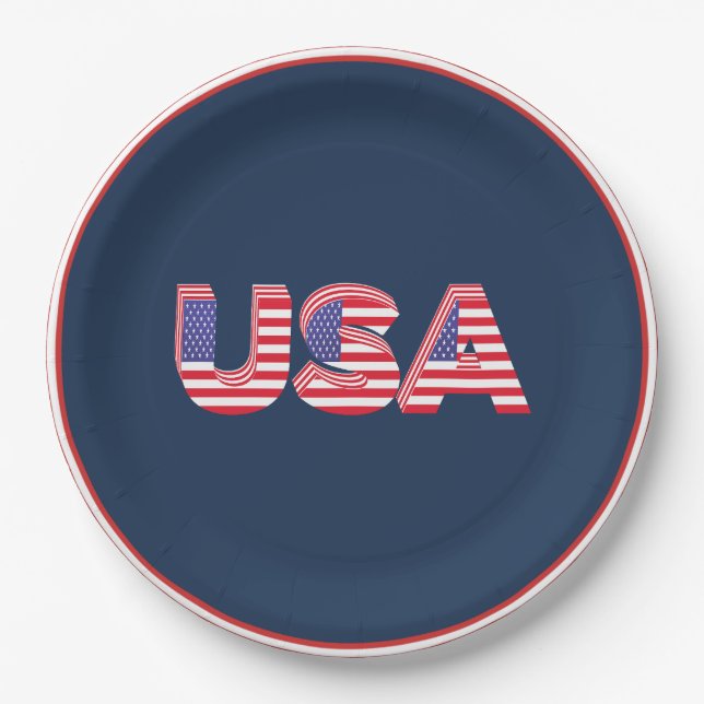 USA 3D design Paper Plates (Front)