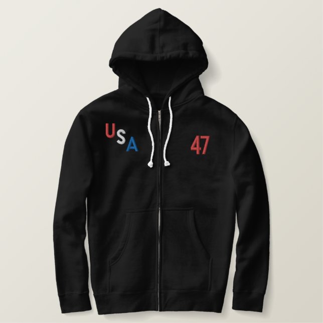 USA 47 ZIP MEN'S ZIP HOODIE SWEATSHIRT (Design Front)
