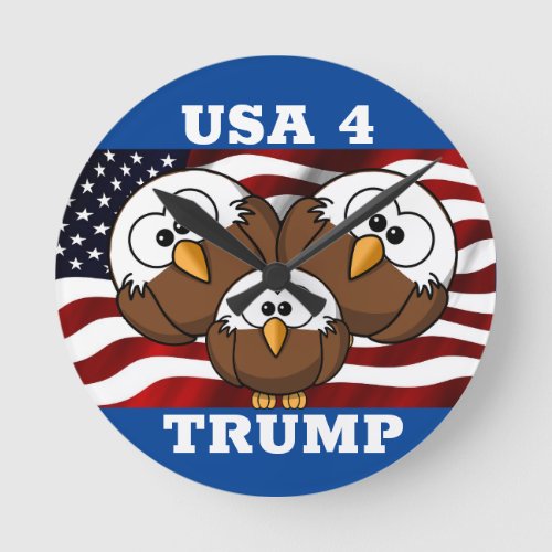 USA 4 TRUMP CARTOON EAGLE ELECTION CLOCK