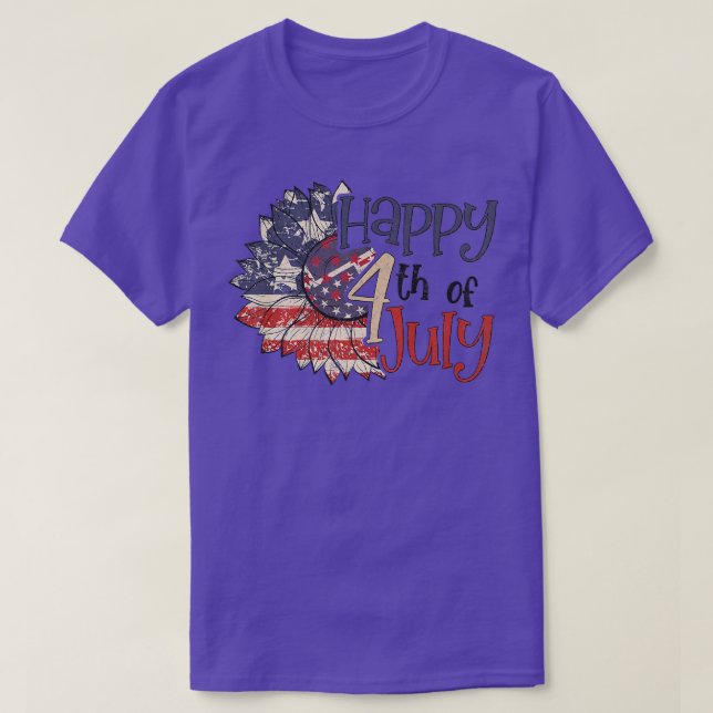 USA 4th July American Peace Love Squad Stripes 4 D T-Shirt (Design Front)