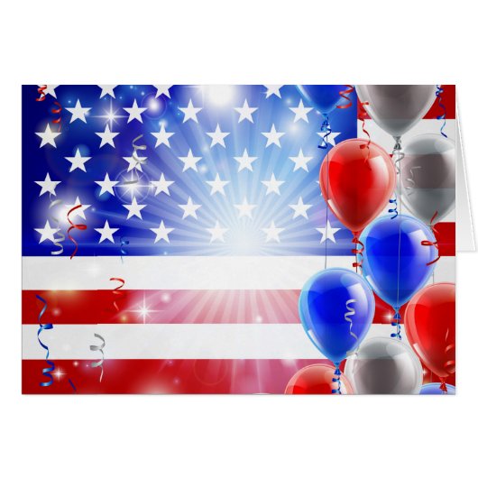 USA 4th july balloons background Cards (Front Horizontal)