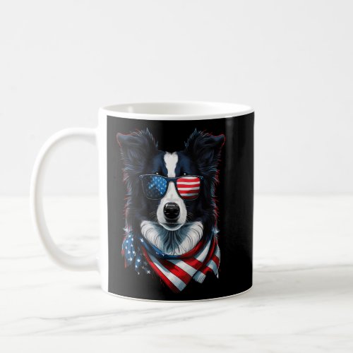USA 4th July Border Collie Patriotic American Bord Coffee Mug