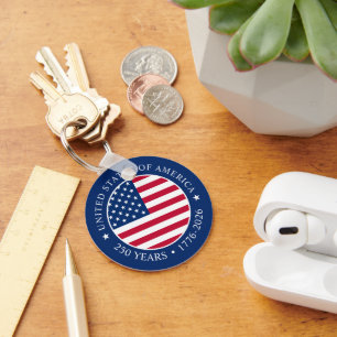USA 4th July Independence Day 250 Years of Freedom Keychain