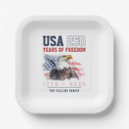 USA 4th of July America's 250th Anniversary Party Paper Plates