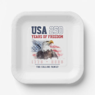 USA 4th of July America's 250th Anniversary Party Paper Plates