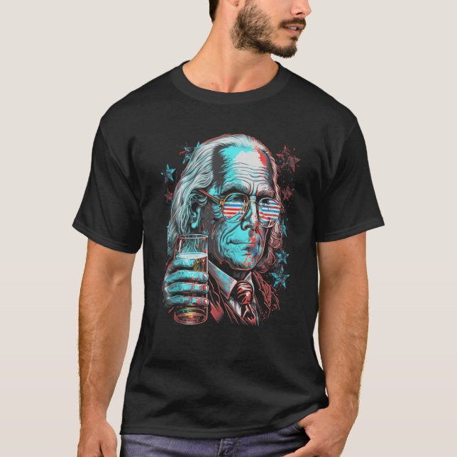 USA 4th Of July Ben Drankin Benjamin Franklin Funn T-Shirt (Front)