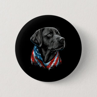 Usa 4th Of July Black Patriotic American Labrador  Button