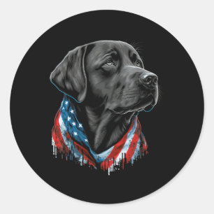 Usa 4th Of July Black Patriotic American Labrador Classic Round Sticker
