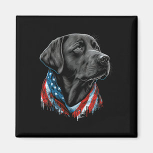 Usa 4th Of July Black Patriotic American Labrador  Magnet