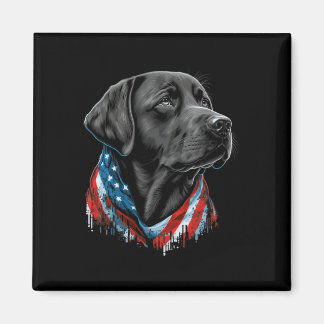 Usa 4th Of July Black Patriotic American Labrador  Magnet