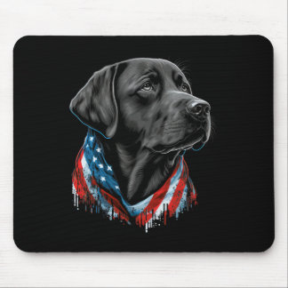 Usa 4th Of July Black Patriotic American Labrador  Mouse Pad