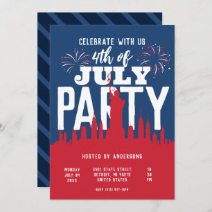 USA 4th of July Fireworks Colorful Party Invitation