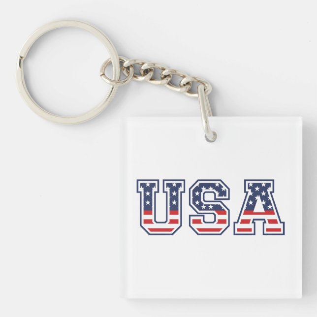 USA 4th Of July Independence Day Keychain (Front)