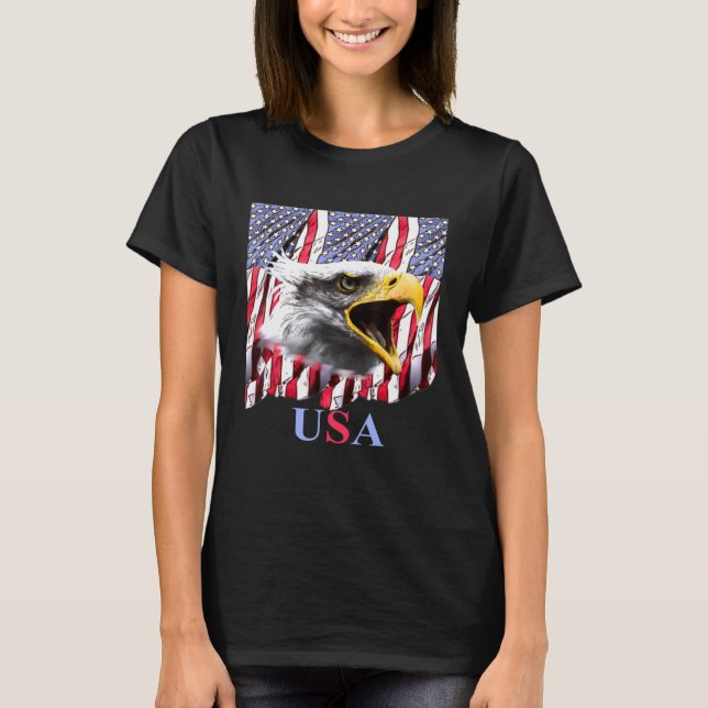 Usa 4th Of July Screaming Eagle T-Shirt (Front)