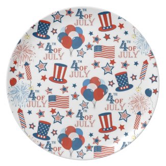 USA 4th of July Symbols Dinner Plate