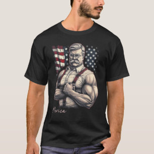 USA 4th Of July Teddy Roosevelt  Workout Muscles 2 T-Shirt