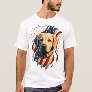 USA 4th Of July Yellow Patriotic American Labrador T-Shirt