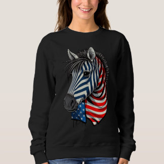 USA 4th Of July Zebra on Patriotic American Zebra  Sweatshirt