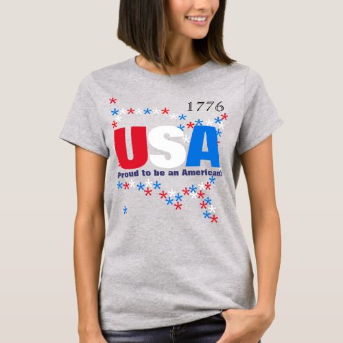 USA 50 Stars Red White Blue T_Shirt