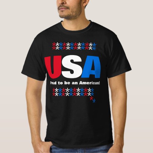 USA 50 States Red White Blue Stars T_Shirt
