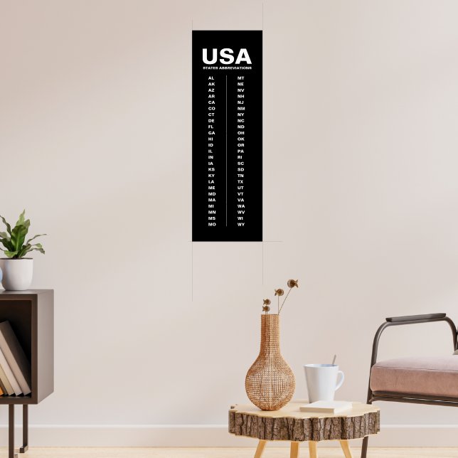 USA 50 States Vertical Minimalist Black Poster (Living Room 3)