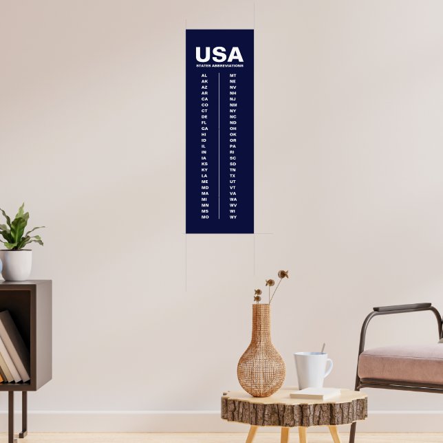 USA 50 States Vertical Minimalist Navy Blue Poster (Living Room 3)
