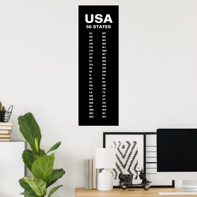 USA 50 States Vertical Minimalist  Poster (Home Office)
