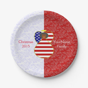 USA African American Angel Flag Red White Personal Paper Plates
