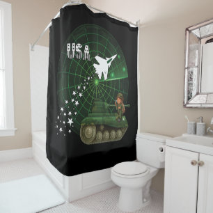 USA Air Force, Radar, Jet, Army,Tank, Soldier Shower Curtain