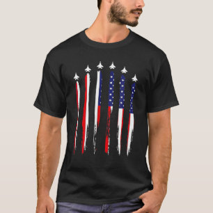 USA Airplane Jet Fighter 4th American Flag Of July T-Shirt